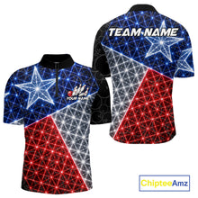 Load image into Gallery viewer, Lightning Texas Flag Black Bowling Shirts For Men Custom Patriotic Team Bowling Jersey NYN3273