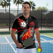 Load image into Gallery viewer, Custom Red Flaming Smoke Paddle &amp; Ball Pickleball Jerseys Pickleball League Shirts For Men NYN2231