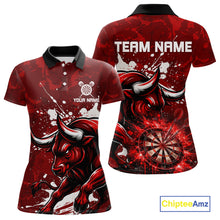 Load image into Gallery viewer, Custom White And Red Splatter Darts Polo &amp; 1/4 Zip Shirt For Women Funny Bull Darts Team Jerseys NYN2891