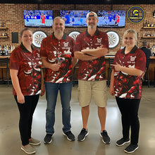 Load image into Gallery viewer, Custom White And Red Splatter Darts Polo &amp; 1/4 Zip Shirt For Women Funny Bull Darts Team Jerseys NYN2891