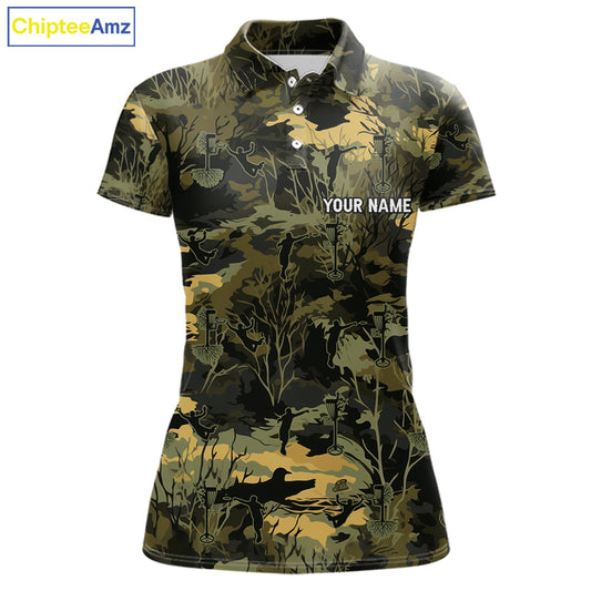 Disc Golf Basket Green Leaf Camo Womens Disc Golf Polo Shirts Custom Disc Golf Jerseys Team For Women NYN3114