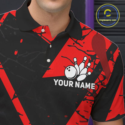 Funny Sad Bowling Pins Bowling Jersey For Men Custom Black And Red Bowling Team Shirts NYN4160