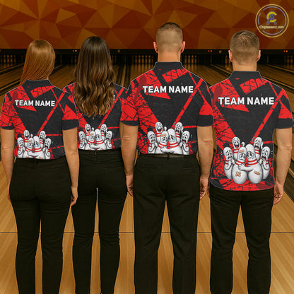 Funny Sad Bowling Pins Bowling Jersey For Men Custom Black And Red Bowling Team Shirts NYN4160