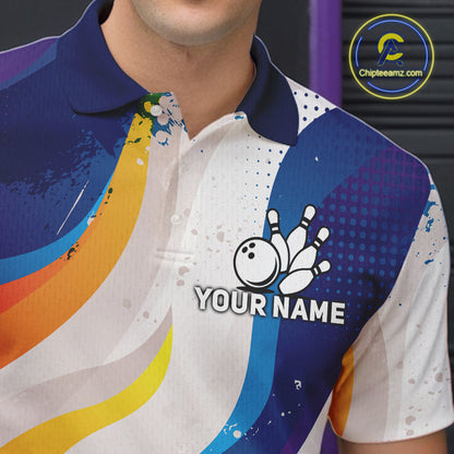 Funny Sad Bowling Pins Bowling Jersey For Men Custom Colorful Grunge Bowling Team Shirts NYN4161