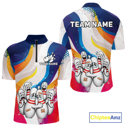 Funny Sad Bowling Pins Bowling Jersey For Men Custom Colorful Grunge Bowling Team Shirts NYN4161