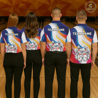 Funny Sad Bowling Pins Bowling Jersey For Men Custom Colorful Grunge Bowling Team Shirts NYN4161