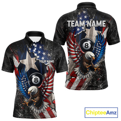 Personalized 8 Ball Eagle Billiard Shirt For Men, Patriot Texas - US Flag Pool Team Jersey NYN4162