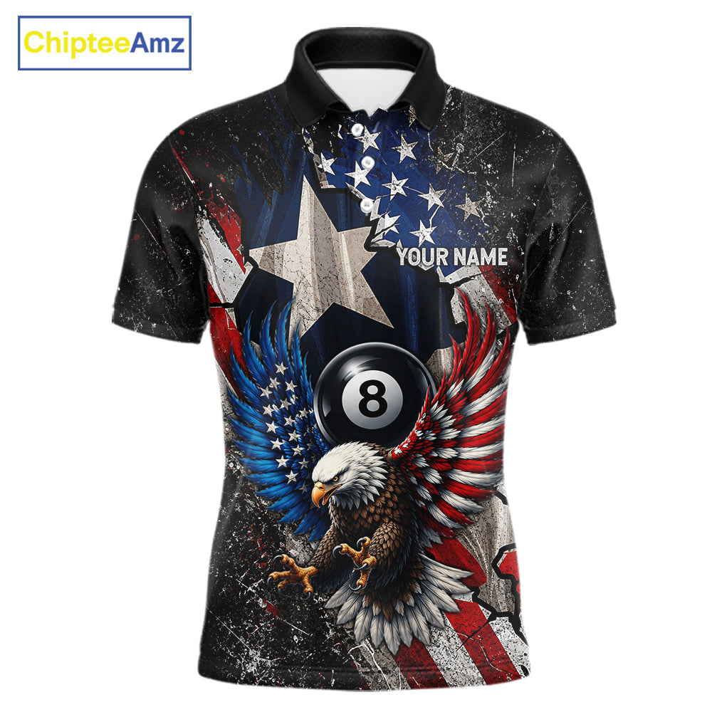 Personalized 8 Ball Eagle Billiard Shirt For Men, Patriot Texas - US Flag Pool Team Jersey NYN4162