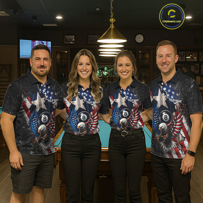 Personalized 8 Ball Eagle Billiard Shirt For Men, Patriot Texas - US Flag Pool Team Jersey NYN4162