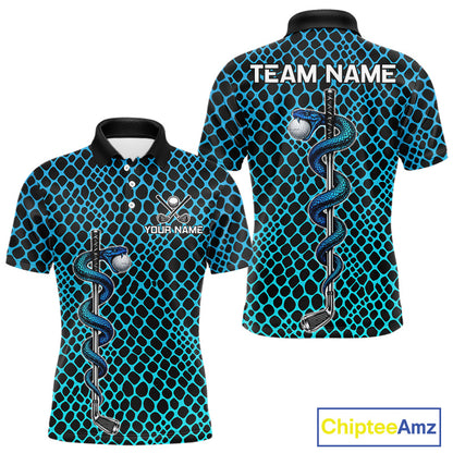 Custom Men's Golf Polo Shirt With Cobra Emblem Personalized Snakeskin Golf Team Apparel NYN4566