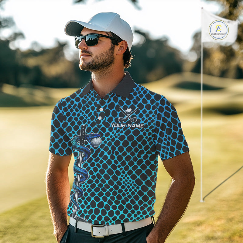 Custom Men's Golf Polo Shirt With Cobra Emblem Personalized Snakeskin Golf Team Apparel NYN4566