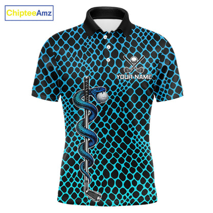 Custom Men's Golf Polo Shirt With Cobra Emblem Personalized Snakeskin Golf Team Apparel NYN4566