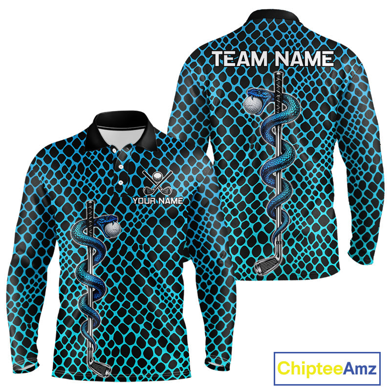 Custom Men's Golf Polo Shirt With Cobra Emblem Personalized Snakeskin Golf Team Apparel NYN4566