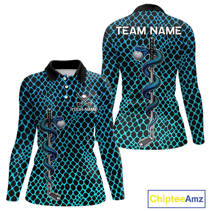 Custom Women Golf Polo Shirt With Cobra Emblem Personalized Snakeskin Golf Team Apparel NYN4566