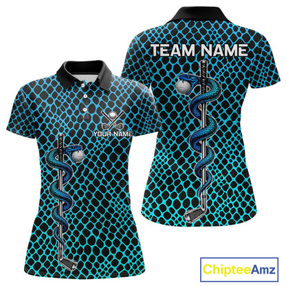 Custom Women Golf Polo Shirt With Cobra Emblem Personalized Snakeskin Golf Team Apparel NYN4566