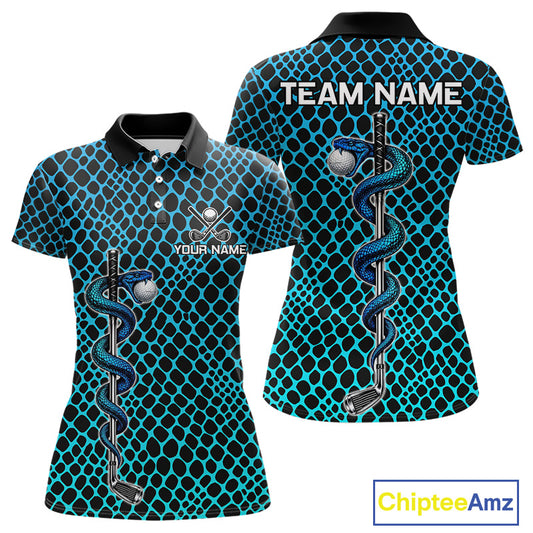 Custom Women Golf Polo Shirt With Cobra Emblem Personalized Snakeskin Golf Team Apparel NYN4566