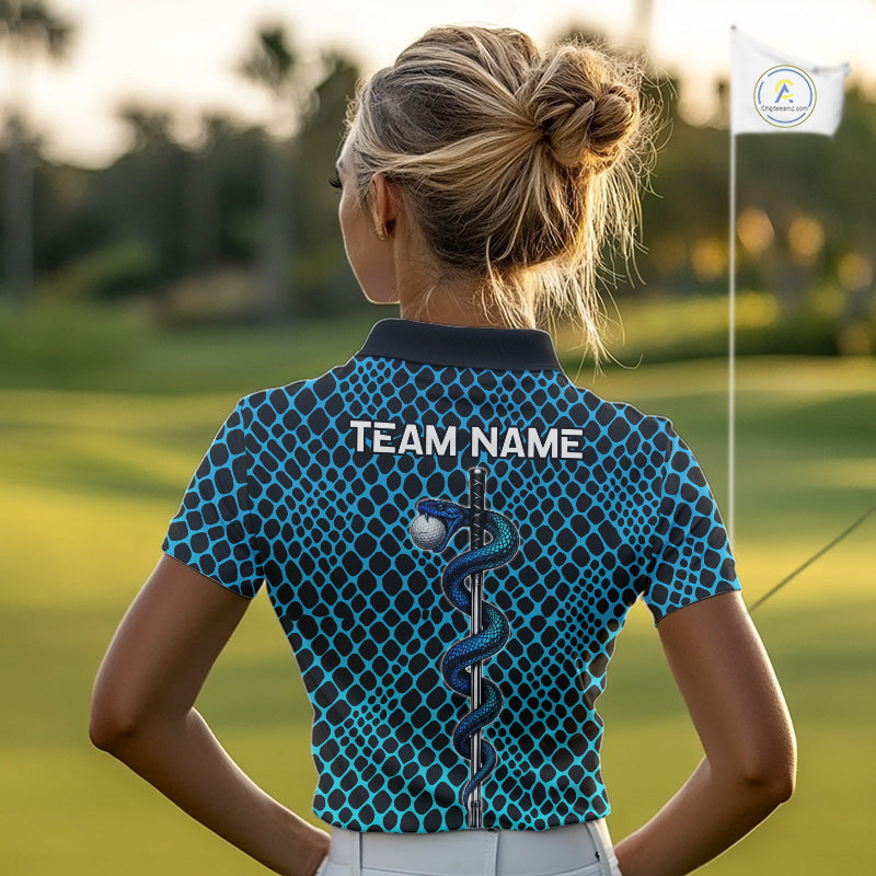 Custom Women Golf Polo Shirt With Cobra Emblem Personalized Snakeskin Golf Team Apparel NYN4566