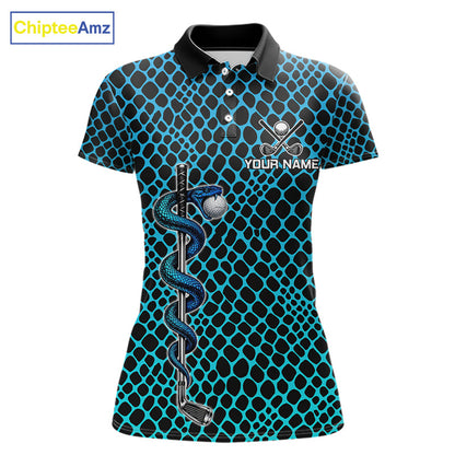 Custom Women Golf Polo Shirt With Cobra Emblem Personalized Snakeskin Golf Team Apparel NYN4566