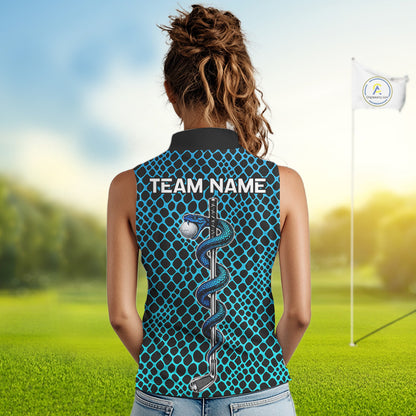Custom Women Golf Sleeveless Polo Shirt With Cobra Emblem Personalized Snakeskin Golf Team Apparel NYN4566