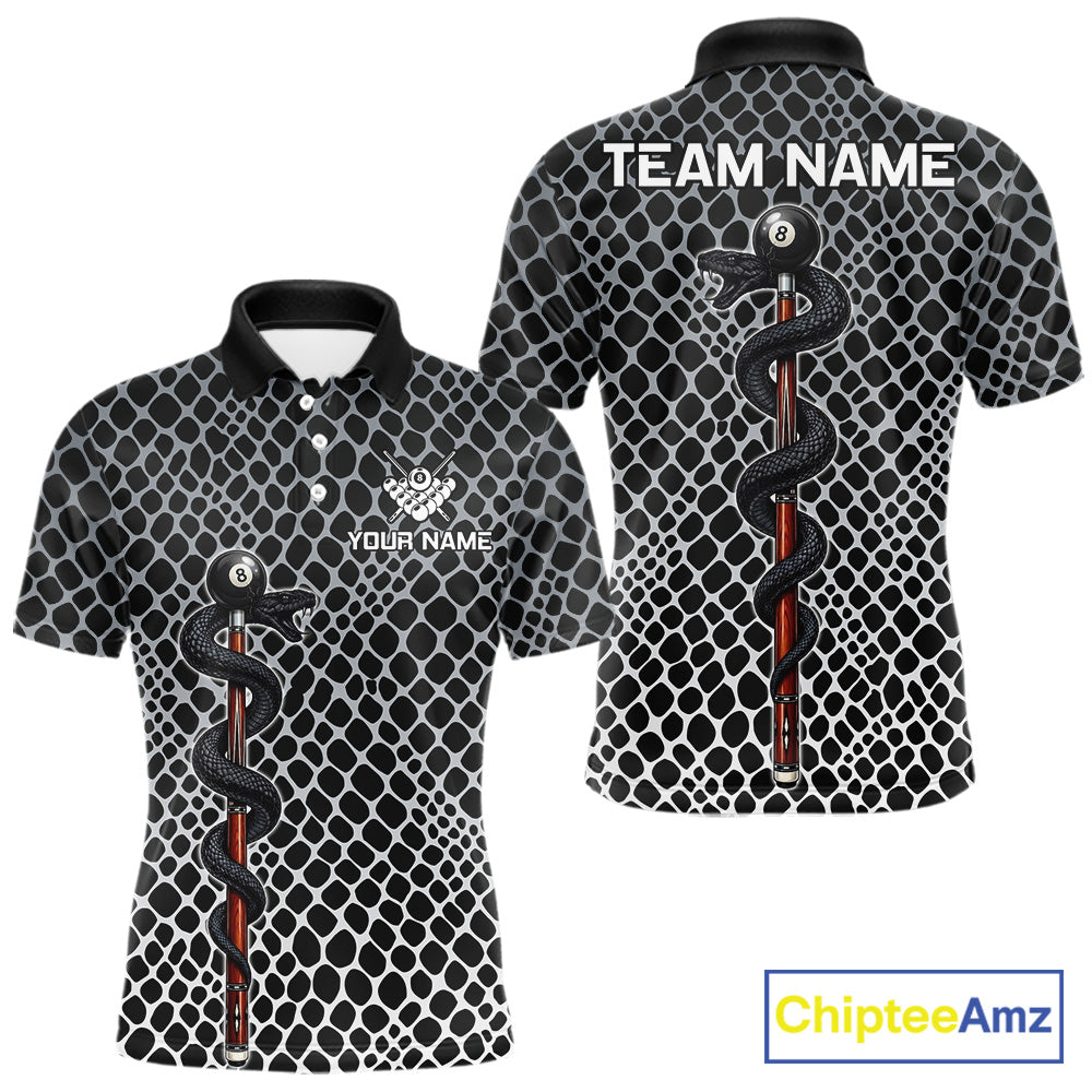 Men's Billiard Polo Shirt Cobra Blue 8 Ball Pool Shirt Personalized Snakeskin Golf Team Apparel NYN4567
