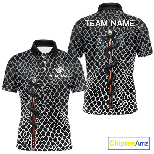 Men's Billiard Polo Shirt Cobra Blue 8 Ball Pool Shirt Personalized Snakeskin Golf Team Apparel NYN4567