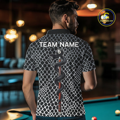 Men's Billiard Polo Shirt Cobra Blue 8 Ball Pool Shirt Personalized Snakeskin Golf Team Apparel NYN4567