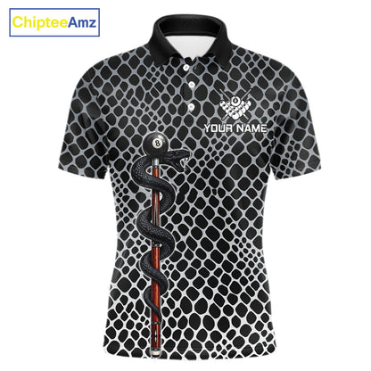 Men's Billiard Polo Shirt Cobra Blue 8 Ball Pool Shirt Personalized Snakeskin Golf Team Apparel NYN4567