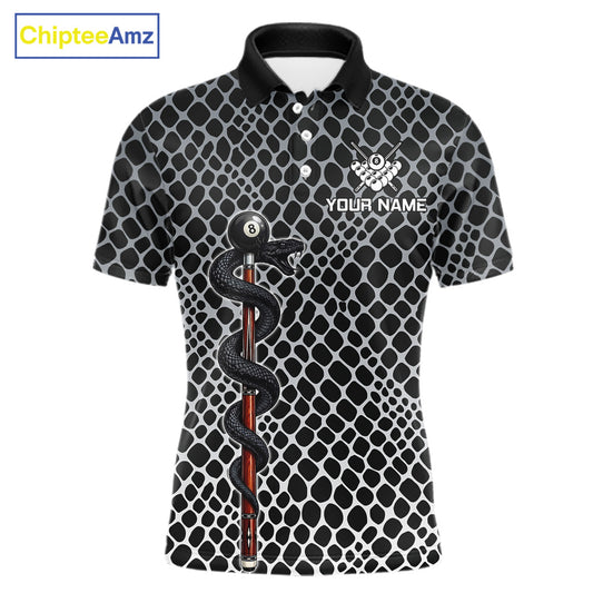Men's Billiard Polo Shirt Cobra Blue 8 Ball Pool Shirt Personalized Snakeskin Golf Team Apparel NYN4567