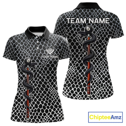 Women Billiard Polo Shirt Cobra Blue 8 Ball Pool Shirt Personalized Snakeskin Golf Team Apparel NYN4567