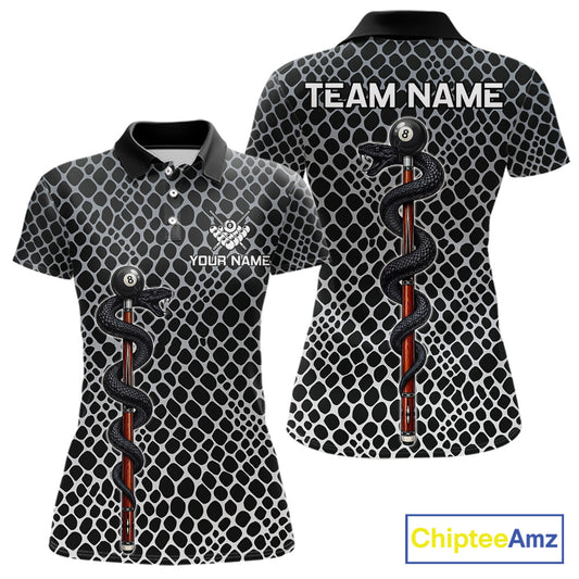 Women Billiard Polo Shirt Cobra Blue 8 Ball Pool Shirt Personalized Snakeskin Golf Team Apparel NYN4567