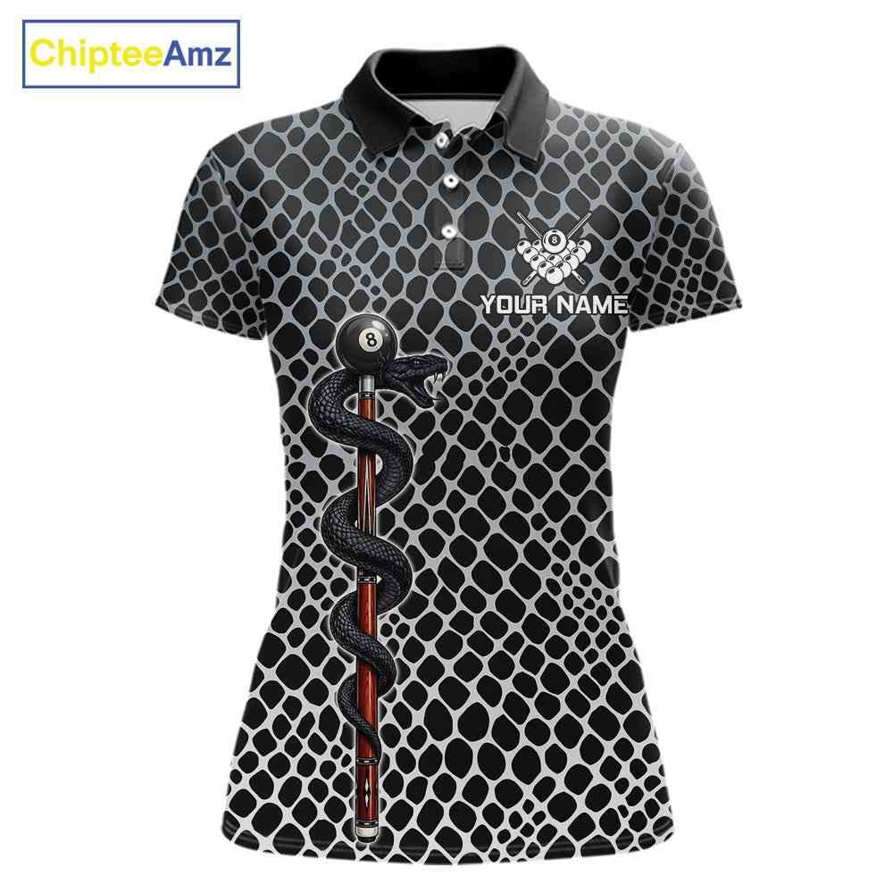 Women Billiard Polo Shirt Cobra Blue 8 Ball Pool Shirt Personalized Snakeskin Golf Team Apparel NYN4567