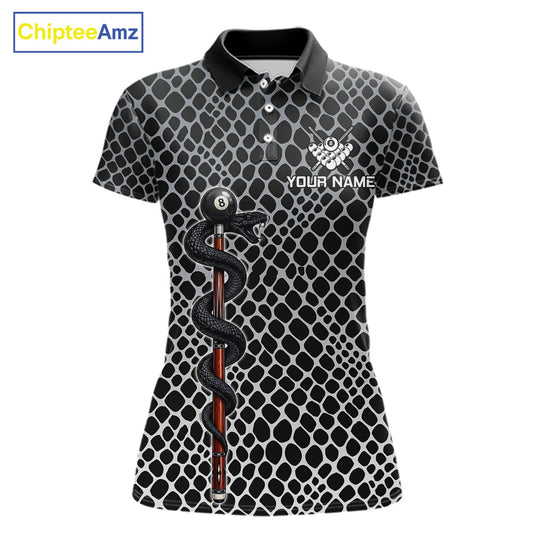 Women Billiard Polo Shirt Cobra Blue 8 Ball Pool Shirt Personalized Snakeskin Golf Team Apparel NYN4567