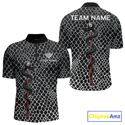 Men's Billiard Polo Shirt Cobra Blue 8 Ball Pool Shirt Personalized Snakeskin Golf Team Apparel NYN4567
