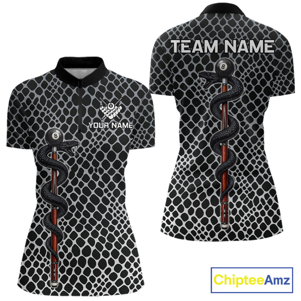 Women Billiard Polo Shirt Cobra Blue 8 Ball Pool Shirt Personalized Snakeskin Golf Team Apparel NYN4567