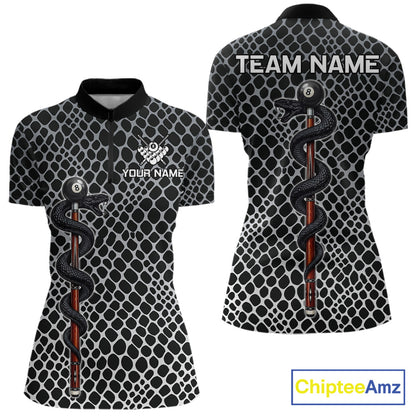Women Billiard Polo Shirt Cobra Blue 8 Ball Pool Shirt Personalized Snakeskin Golf Team Apparel NYN4567