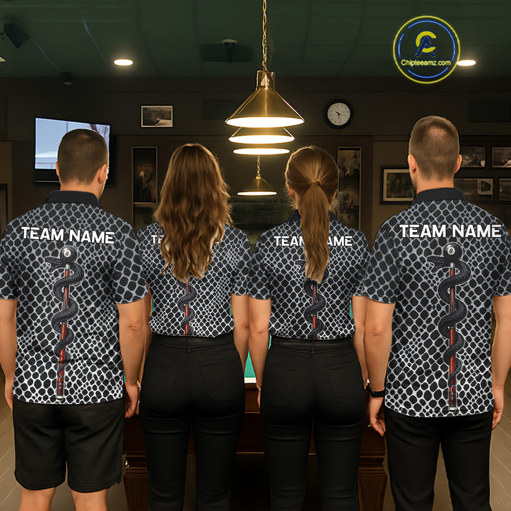 Men's Billiard Polo Shirt Cobra Blue 8 Ball Pool Shirt Personalized Snakeskin Golf Team Apparel NYN4567