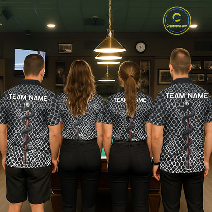 Men's Billiard Polo Shirt Cobra Blue 8 Ball Pool Shirt Personalized Snakeskin Golf Team Apparel NYN4567