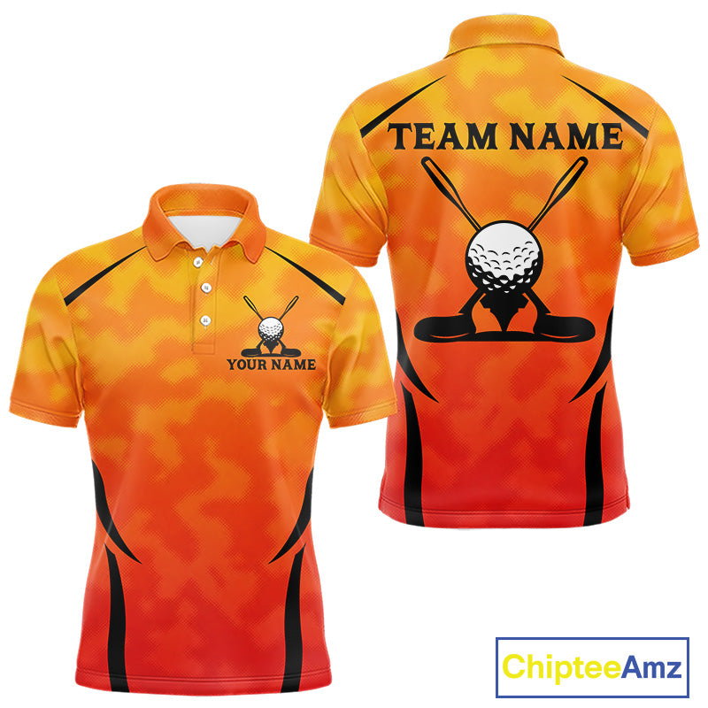 Men's Orange Camo Golf Polo Shirt Custom Golf Team Jersey Camo Golf Short Sleeve Jersey NYN4572