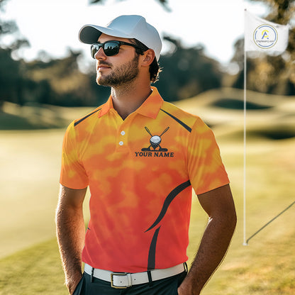 Men's Orange Camo Golf Polo Shirt Custom Golf Team Jersey Camo Golf Short Sleeve Jersey NYN4572