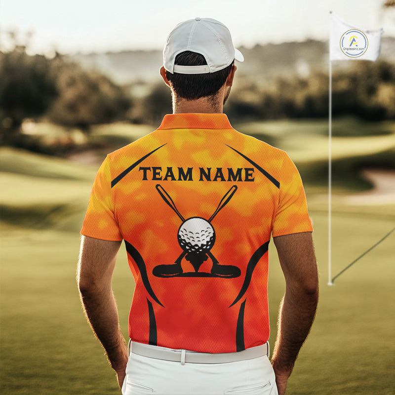 Men's Orange Camo Golf Polo Shirt Custom Golf Team Jersey Camo Golf Short Sleeve Jersey NYN4572