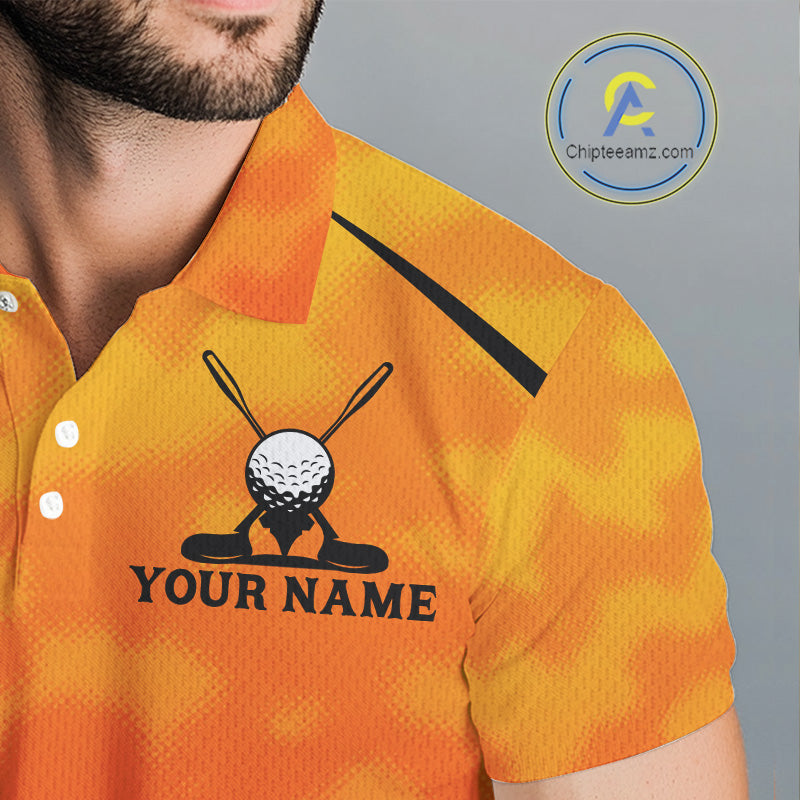 Men's Orange Camo Golf Polo Shirt Custom Golf Team Jersey Camo Golf Short Sleeve Jersey NYN4572