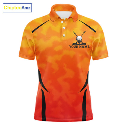 Men's Orange Camo Golf Polo Shirt Custom Golf Team Jersey Camo Golf Short Sleeve Jersey NYN4572