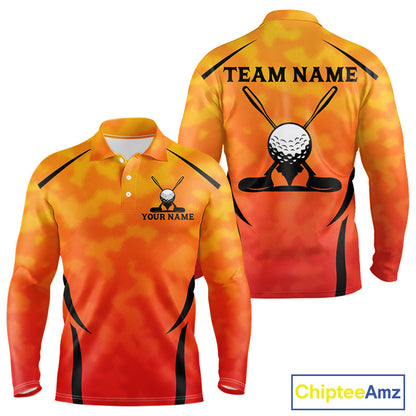 Men's Orange Camo Golf Polo Shirt Custom Golf Team Jersey Camo Golf Short Sleeve Jersey NYN4572