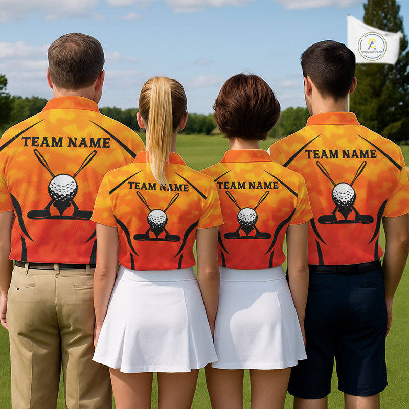 Men's Orange Camo Golf Polo Shirt Custom Golf Team Jersey Camo Golf Short Sleeve Jersey NYN4572