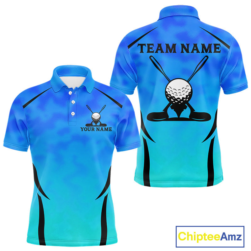 Men's Blue Camo Golf Polo Shirt Custom Golf Team Jersey Camo Golf Short Sleeve Jersey NYN4573
