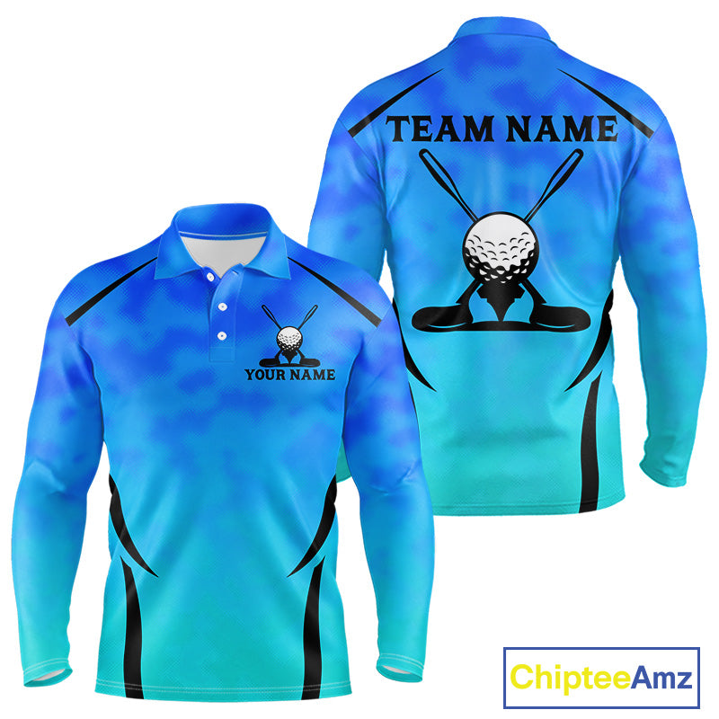 Men's Blue Camo Golf Polo Shirt Custom Golf Team Jersey Camo Golf Short Sleeve Jersey NYN4573