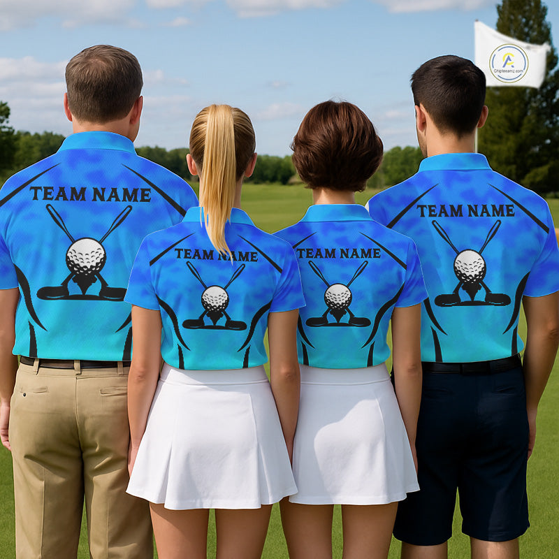 Men's Blue Camo Golf Polo Shirt Custom Golf Team Jersey Camo Golf Short Sleeve Jersey NYN4573