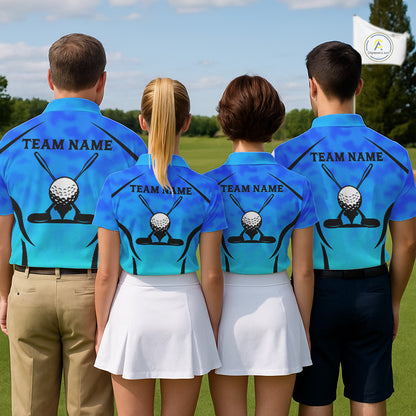 Men's Blue Camo Golf Polo Shirt Custom Golf Team Jersey Camo Golf Short Sleeve Jersey NYN4573