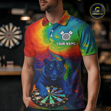 Load image into Gallery viewer, Custom Colorful Dartboard Funny Tiger Dart Men Polo Jerseys Outfits Rainbow Dart Shirts NYN1731