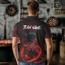 Load image into Gallery viewer, Double Dragon Red &amp; Blue Flaming Dartboard Custom Polo Darts Shirt For Men Dart Gifts NYN2009